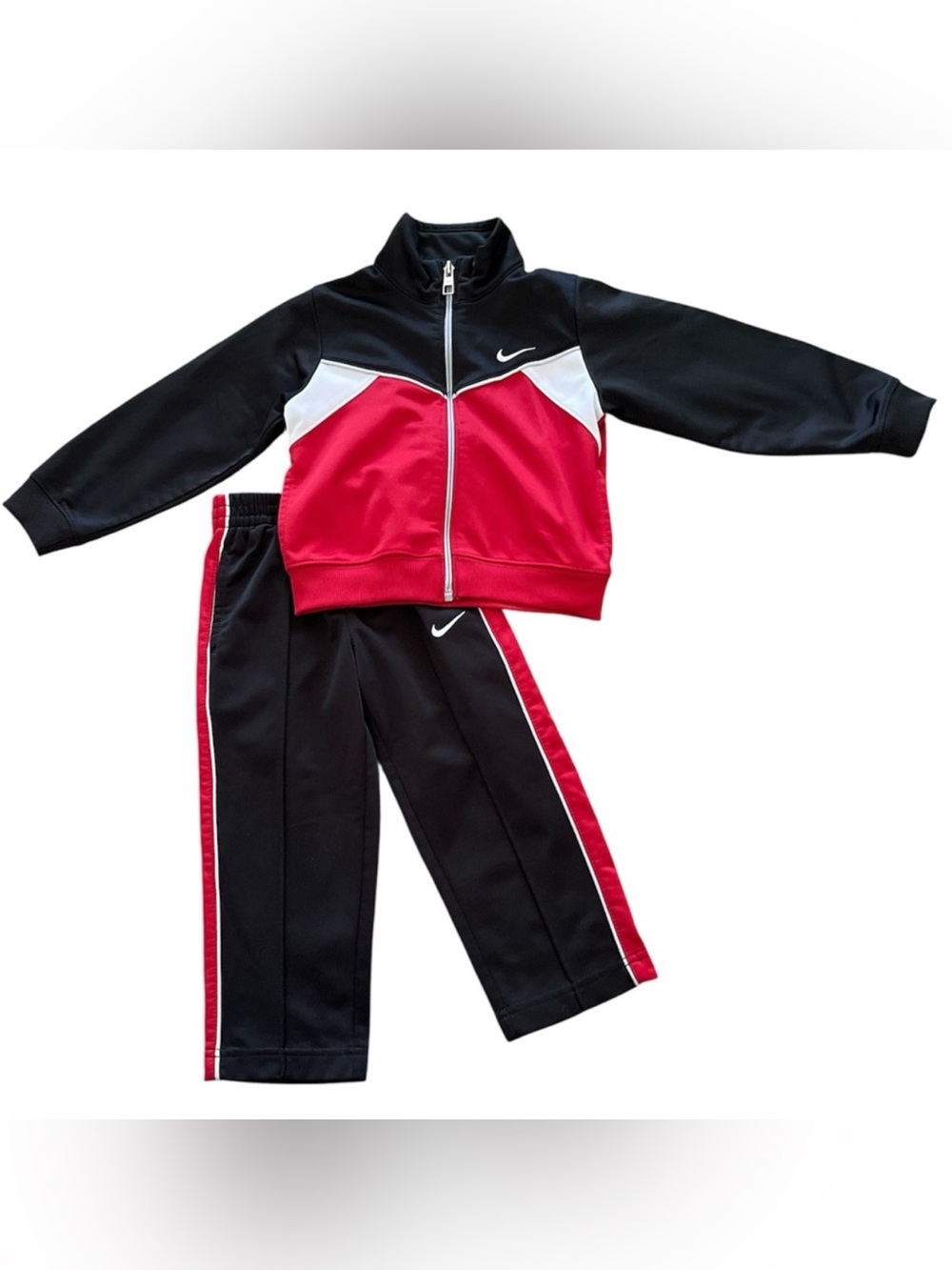 Nike Toddler Black, Red & White Zip-Up Track Set 2T